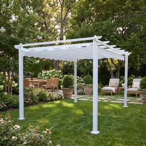 VivaGarden Pergola da Esterno in Alluminio/Poliestere Dimensioni 3x4 mt colore Bianco - Athens
