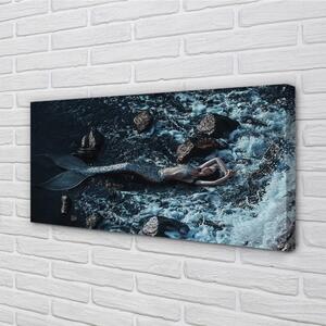Stampa quadro su tela Sirena Mare 100x50 cm