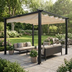 Amicasa Pergola da Esterno in Alluminio/Poliestere Dimensioni 4x3 mt colore Nero Opaco