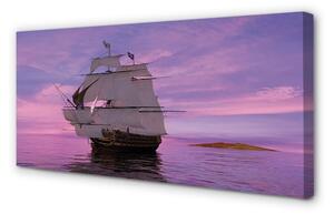 Quadro stampa su tela Nave del mare del paradiso viola 100x50 cm