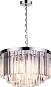 Lampadario a catena VETRO 5xE14/60W/230V cromo lucido