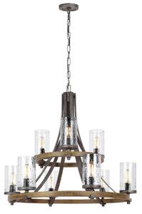 Quintiesse QN-ANGELO9 - Lampadario a catena ANGELO 9xE27/60W/230V finitura rovere