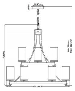 Quintiesse QN-ANGELO9 - Lampadario a catena ANGELO 9xE27/60W/230V finitura rovere