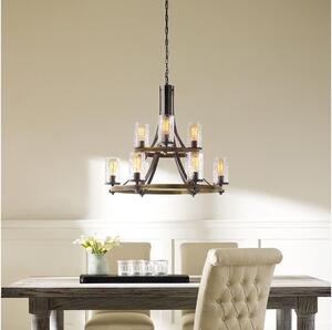 Quintiesse QN-ANGELO9 - Lampadario a catena ANGELO 9xE27/60W/230V finitura rovere