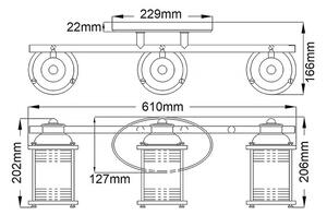 Quintiesse QN-ASHLANDBAY3-NBR-BATH - Lampada da parete ASHLAND BAY 3xE27/60W/230V IP44