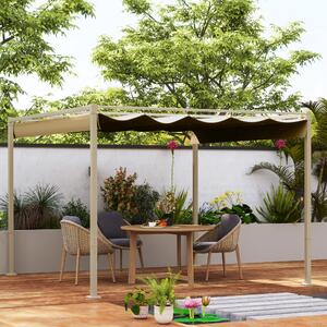 VivaGarden Pergola da Esterno in Metallo/Poliestere Dimensioni 3x3 mt colore Cachi