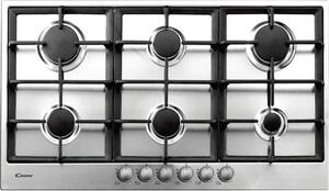 Candy PG 960/1 S XGH Serie Timeless Piano Cottura 90 cm a Gas 6 Fuochi Griglie in Ghisa colore Inox