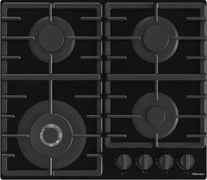 Hisense Piano Cottura 4 Fuochi a Gas 60 cm (1 Bruciatore Wok) in Vetro colore Nero - GG663BHF
