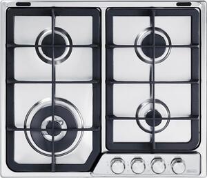 De Longhi Piano Cottura 4 Fuochi a Gas 60 cm (1 Bruciatore Tripla Corona) colore Inox - PFI 46 GH Linea Professional