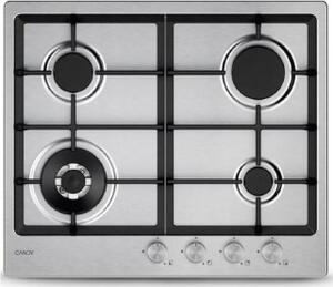 Candy Piano Cottura 4 Fuochi a Gas 60 cm (1 Bruciatore Doppia Corona) colore Acciaio - CHG6BF4WTX