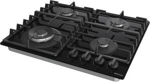 Hisense Piano Cottura 4 Fuochi a Gas 60 cm (1 Bruciatore Wok) in Vetro colore Nero - GG663BHF