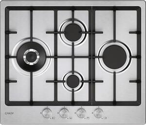 Candy Piano Cottura 4 Fuochi a Gas 60 cm colore Inox Moderna - CHG6D4WTX