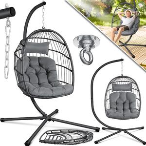 Poltrona sospesa KESSER® Jungle con struttura in acciaio, cesto sospeso, poltrona inclusa. Cuscini grandi + coperte, supporto - Altalena sospesa, seduta sospesa per interni ed esterni, altalena sospesa per bambini e adulti