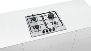 Bosch Piano Cottura 4 Fuochi a gas da Incasso (1 Bruciatore Wok) Larghezza 60 cm colore Inox - PGH6B5B80 Serie 4