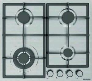 Silverline Piano Cottura 4 Fuochi a Gas da Incasso (1 bruciatore WOK) Larghezza 60 cm Griglie in Ghisa colore Inox - AS5443X01