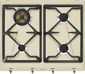 Smeg Piano Cottura 4 Fuochi a Gas da Incasso 60 cm Griglie in Ghisa colore Panna - SRV864POGH