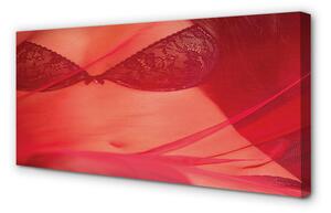 Quadro su tela Una donna sotto un tulle rosso 100x50 cm