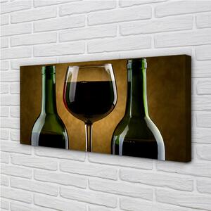 Quadro su tela Un bicchiere di 2 bottiglie di vino 100x50 cm