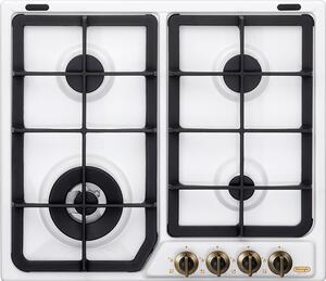 De Longhi Piano Cottura 4 Fuochi a Gas da Incasso Larghezza 58 cm colore Bianco - BF46PRO