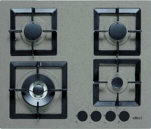 ELLECI Piano Cottura 4 Fuochi a Gas da Incasso Larghezza 60 cm finitura Granitek colore Tortora - PGSP60143WS Plano 60 TCL