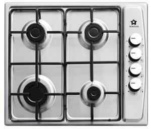 Staylux Piano Cottura 4 Fuochi a Gas da Incasso Larghezza 60 cm con Griglie Smaltate colore Inox - LX-410BF-IX