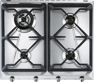Smeg Piano Cottura 4 Fuochi a Gas da Incasso Larghezza 60 cm con Griglie in Ghisa colore Inox - SRV564GH3