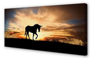 Quadro su tela Sunset unicorno 100x50 cm