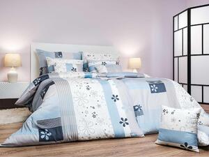 Set di lenzuola in raso, colore grigio-blu, dimensioni 140x200 cm e 70x90 cm (per federe)