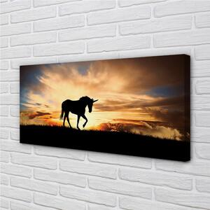 Quadro su tela Sunset unicorno 100x50 cm