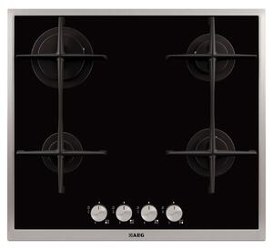 Aeg Piano Cottura 4 Fuochi a Gas Larghezza 58 cm in Vetro colore Nero - HG694340XB