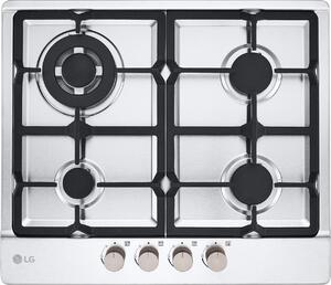 Lg Piano Cottura 4 Fuochi a Gas Larghezza 59 cm (1 Bruciatore Tripla Corona) in Acciaio Inox colore Inox - CBGZ2414S