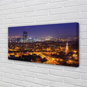 Quadro su tela Night panorama della città di Darńsk 100x50 cm