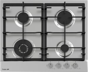 FOSTER Piano Cottura 4 Fuochi a Gas Larghezza 58 cm Piano Inox Spazzolato - 7014 032 Power