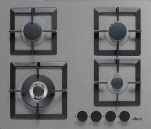 ELLECI Piano Cottura 4 Fuochi a Gas Larghezza 60 cm (1 Bruciatore Wok) Smaltato colore Cemento - PGSP60148WS PLANO 60