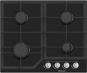 Hisense Piano Cottura 4 Fuochi a Gas Larghezza 60 cm (1 Bruciatore Wok) in Vetro colore Nero - GG643B
