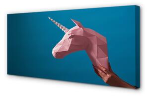 Quadro su tela Origami unicorno rosa 100x50 cm
