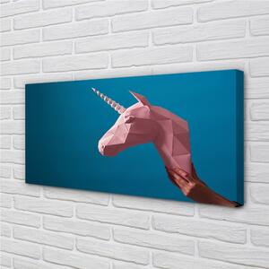 Quadro su tela Origami unicorno rosa 100x50 cm