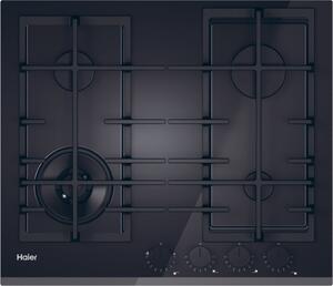 Haier Piano Cottura 4 Fuochi a Gas Larghezza 60 cm in Vetro Temperato colore Nero - HAVG6BF4TB-PB Gas On Glass Serie 4