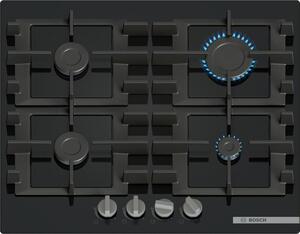 Bosch Piano Cottura 4 Fuochi a Gas Larghezza 60 cm in Vetro Temperato colore Nero - PNP6B6K40 Serie 4