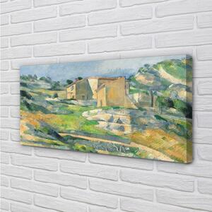 Quadro su tela House dipinta d'arte sulla collina 100x50 cm