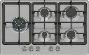 Bosch Piano Cottura 5 Fuochi a Gas 75 cm (1 Bruciatore Wok) in Acciaio Inox colore Inox - PGM7B5K90 Serie 4
