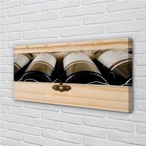 Quadro su tela Bottiglie di vino in una scatola 100x50 cm