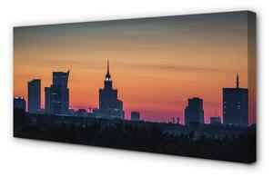 Quadro su tela Panorama del tramonto di Varsavia 100x50 cm
