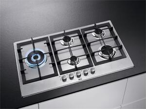Aeg Piano Cottura 5 Fuochi a Gas 86 cm (1 Bruciatore Wok) in Acciaio Inox colore Inox - HGB95522SM 6000 Slim Profile 90 cm
