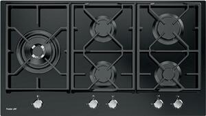 FOSTER Piano Cottura 5 Fuochi a Gas 90 cm (1 Bruciatore Doppia Corona) in Vetro colore Nero - 7044 632 Power Glass