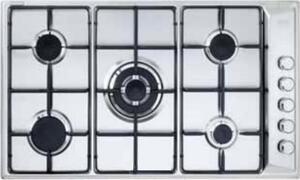 De Longhi Piano Cottura 5 Fuochi a Gas 90 cm (1 Bruciatore Wok Tripla Corona) colore Inox - DLI 59 DD