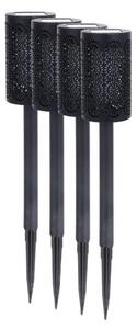 Set da 4 lampade solari a LED DECOR, 1,2V 150 mAh, 3000K, 39 cm, IP44, nero