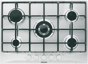Glem Gas Piano Cottura 5 Fuochi a gas da Incasso (1 Bruciatore Tripla Corona) Larghezza 70 cm colore Inox - GT755IX