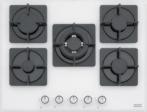 Franke Piano Cottura 5 Fuochi a Gas con Bruciatore Doppia Corona Larghezza 68 cm in Vetro Temperato colore Bianco - 106.0490.103