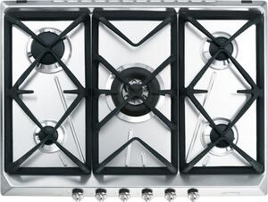 Smeg Piano Cottura 5 Fuochi a gas da Incasso (1 Bruciatore Wok Doppia Corona) Larghezza 70 cm colore Argento - SRV576GH5 Serie Contemporanea